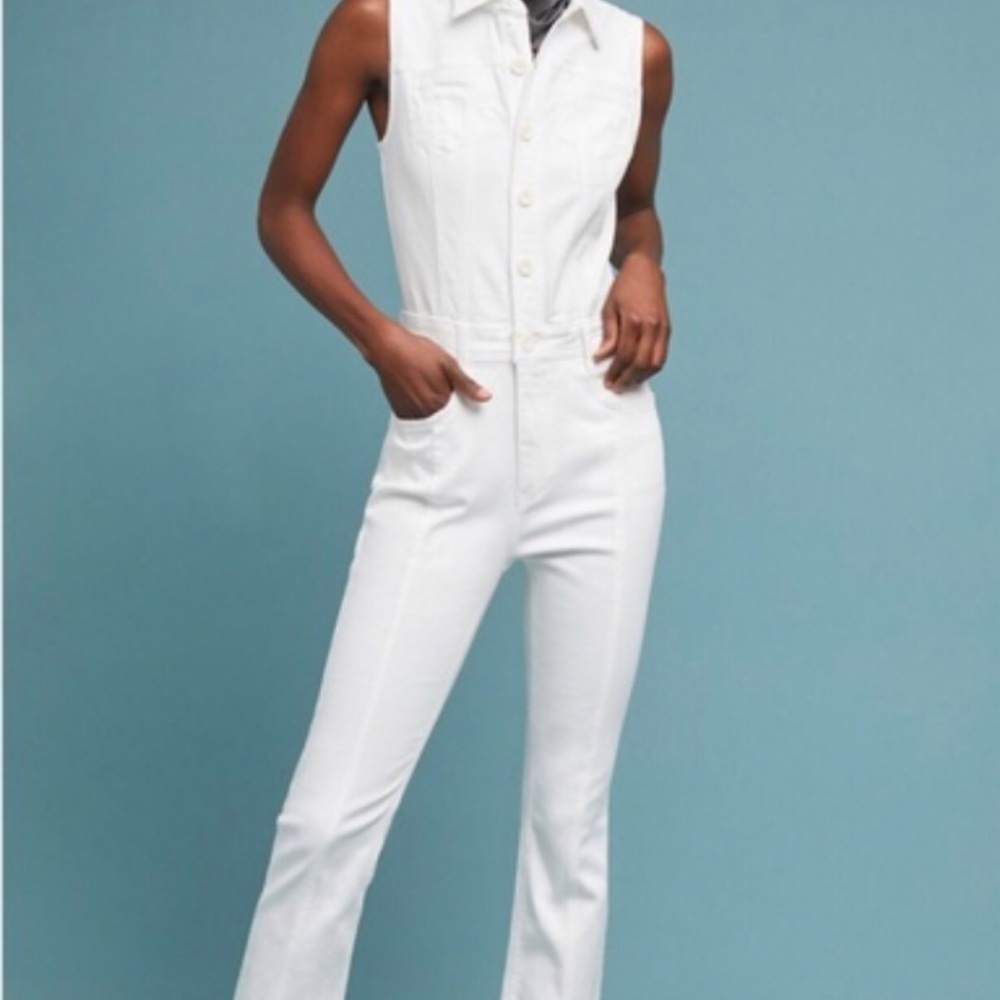 Anthropology Pilcro White Denim Jumpsuit